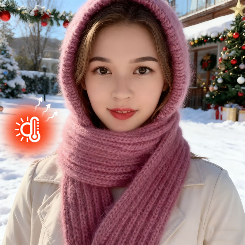 Cycling Gear For Cold Weather - Set Topi Rajut Wanita dengan Syal,